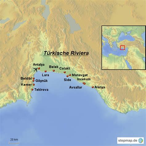 Türkische Riviera Übersicht von RuthKallerhoff - Landkarte für die Türkei