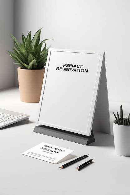 Premium Photo | Coworking Space Desk Reservation Signage Mockup with blank white empty space for ...