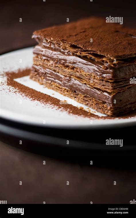 Chocolate Mille-feuille Stock Photo - Alamy