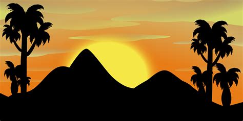 Silhouette scene of mountains at sunset 414750 Vector Art at Vecteezy