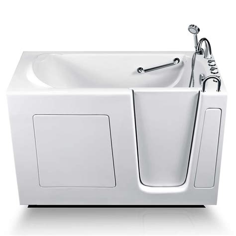 Walk-In Bathtub 30" x 60" Therapeutic Soaking Bathtub and Faucet Set (White) (Right Drain ...