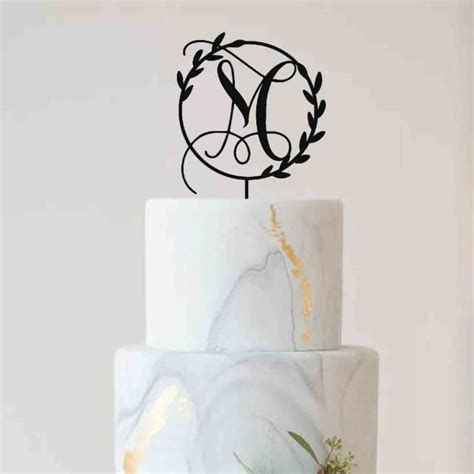 Decor - Monogram M Letter Metallic Cake Topper #2944013 - Weddbook