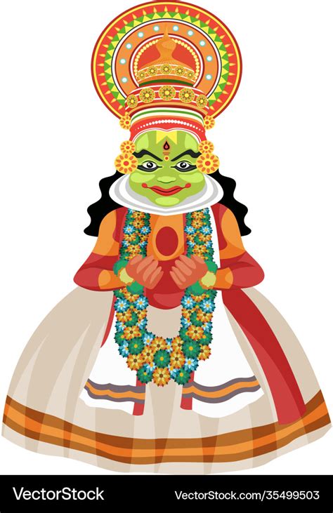 Kathakali dancer cartoon Royalty Free Vector Image