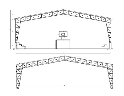 Roof truss of 22x32m basketball court is given in this AutoCAD drawing model.Download now. - Cadbull