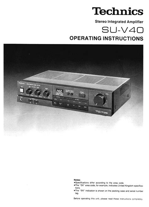 TECHNICS SU-V40 AMPLIFIER USER MANUAL Service Manual download, schematics, eeprom, repair info ...