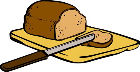 Clipart - Bread with knife on cutting board