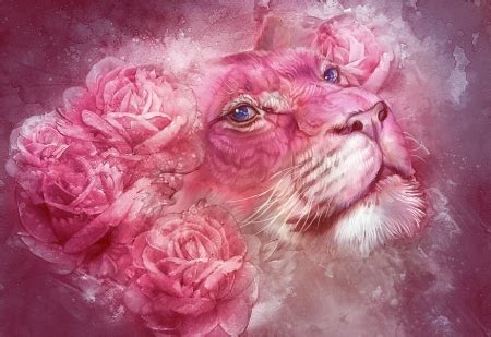 Pink Lion - Fantasy & Abstract Background Wallpapers on Desktop Nexus ...