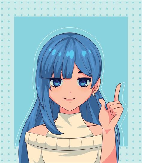 anime girl blue hair 11485185 Vector Art at Vecteezy