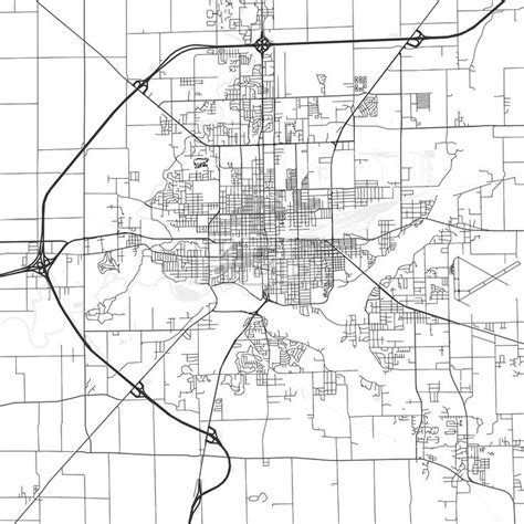 Decatur, Illinois - Area Map - Light | HEBSTREITS Sketches | Area map, Decatur, Map