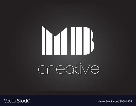 Mb m b letter logo design with white and black Vector Image