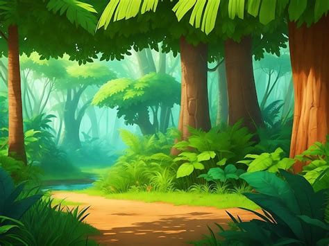 Premium AI Image | Animate Cartoon forest pathway