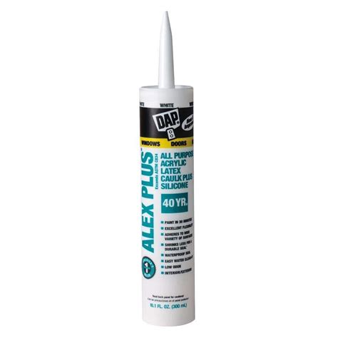 DAP Alex Plus 10.1 oz. White Acrylic Latex Caulk Plus Silicone 18103 ...