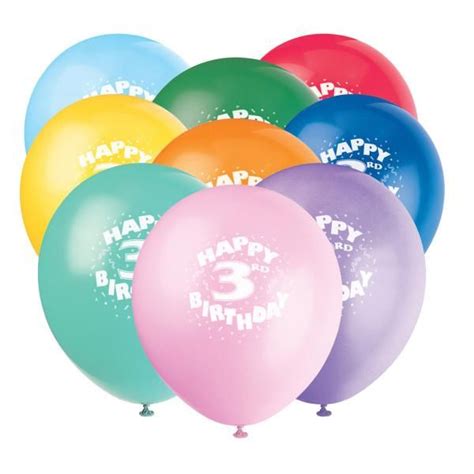 12" Helium "Happy 3rd Birthday" Balloons Multicolor, 6-ct. | Birthday balloons, Balloons ...