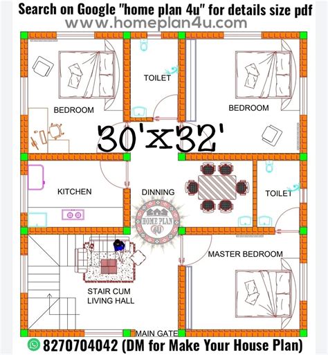 30 x 32 House Plan Design HomePlan4u | Home design plans, Little house ...