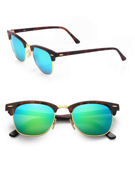 Lyst - Ray-Ban Clubmaster Mirrored Lens Sunglasses in Green for Men