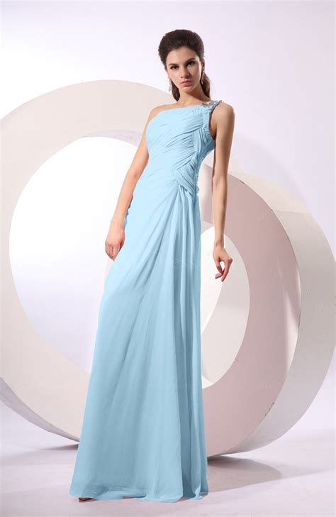 Ice Blue Fairytale Sheath Zipper Floor Length Rhinestone Bridesmaid Dresses - UWDress.com