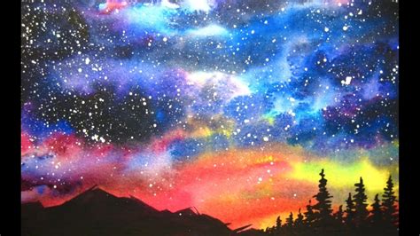 Pk Watercolor Starry Night Sky Speed Painting - YouTube