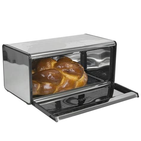 Home Basics Square Stainless Steel Bread Box, Silver - Walmart.com ...