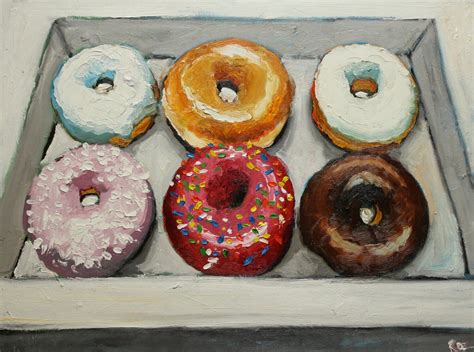 Print of Donuts 5 oil painting by Roz 18x24inch