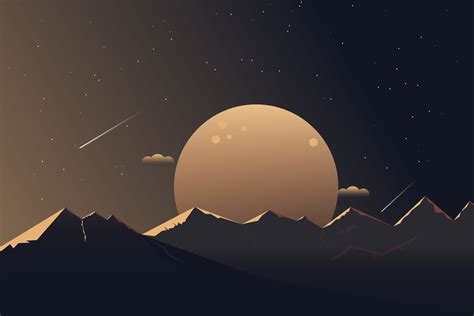 Minimalist Moonlit Mountains - 4K Ultra HD Wallpaper