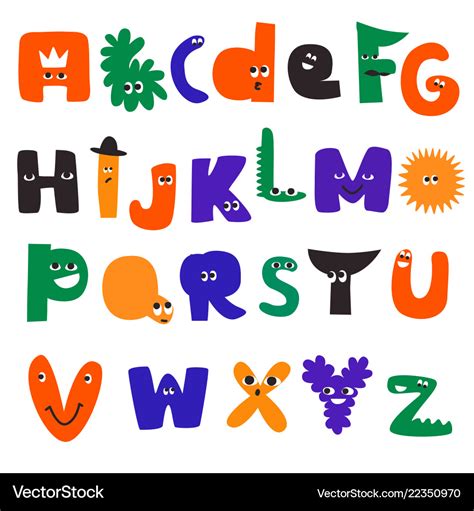 Cartoon alphabet characters Royalty Free Vector Image