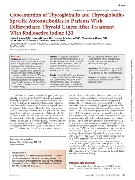 (PDF) Concentration of Thyroglobulin and Thyroglobulin-Specific Autoantibodies in Patients With ...