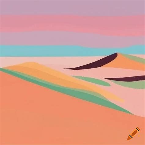 Minimalist drawing of colorful desert dunes