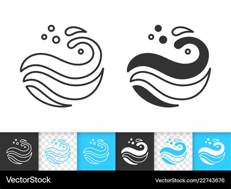 Wave see simple black thin line splash icon Vector Image