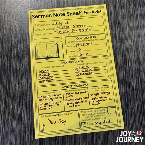 Sermon Notes for Kids