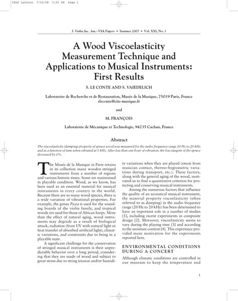 (PDF) A wood viscoelasticity measurement technique and applications to musical instruments ...