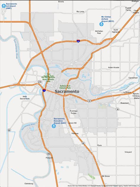 Map of Sacramento, California - GIS Geography