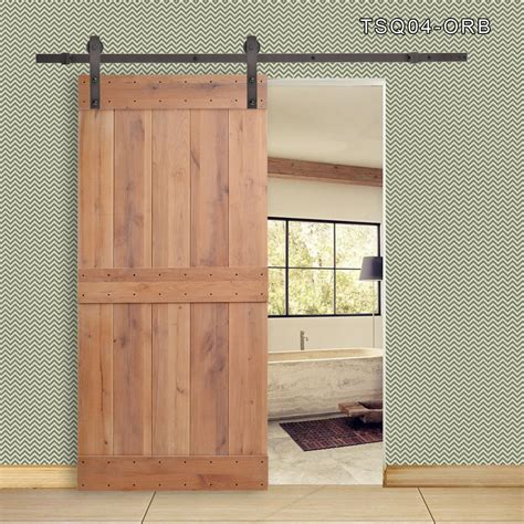 CALHOME 36 in. x 84 in. Vertical Slat 2-Panel Primed Natural Wood Sliding Barn Door with Sliding ...