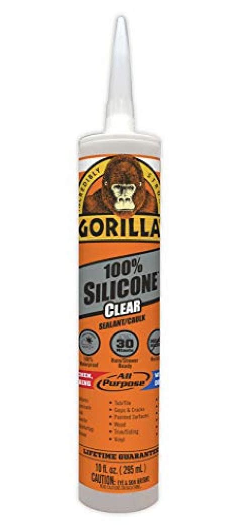 Gorilla Clear 100 Percent Silicone Sealant Caulk, Waterproof and Mold & Mildew Resistant ...