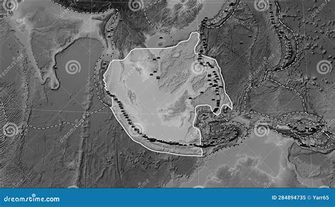 Volcanoes Around the Sunda Plate. Grayscale Map Stock Illustration - Illustration of risk ...