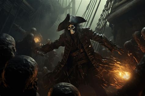 Premium AI Image | skeleton pirates jump run to fight