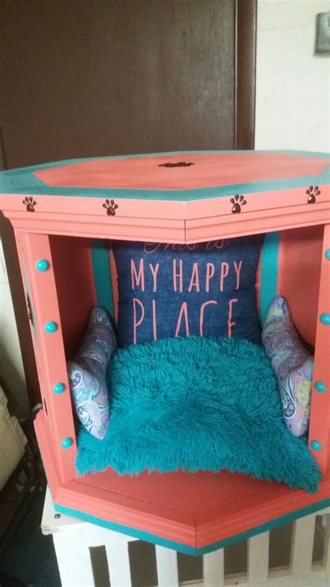 First end table dog bed i made End Table Dog Bed, Old End Tables, Diy Dog Bed, Dog Grooming ...