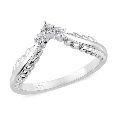 0.15 Ct Natural Cambodian Zircon Ring in Platinum Plated Silver ...