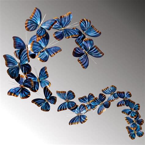 Blue Butterflies in Flight Indoor Outdoor Metal Wall Sculpture in 2022 | Metal butterfly wall ...