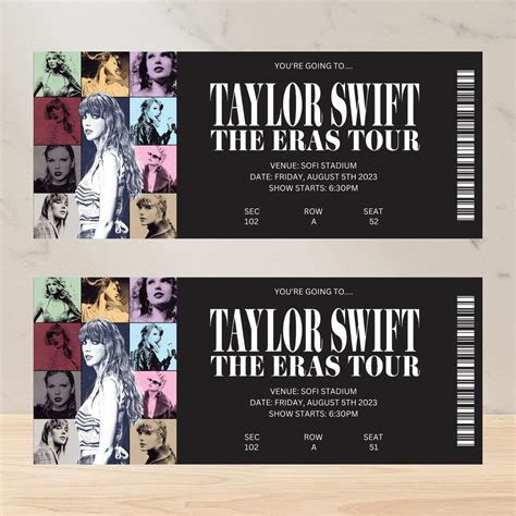 Surprise Taylor Concert Tickets. Taylor Era's Tour 2023 - Etsy | Festa da taylor swift ...