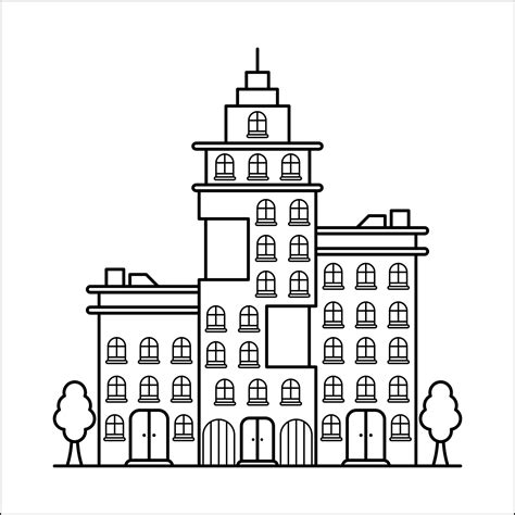 City Building Outline Design for Drawing Book Style fifeteen 3221397 ...