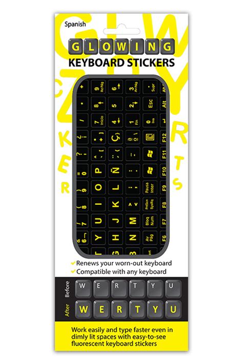 Spanish Glowing Keyboard Stickers * The Original * • Crazy Cards by Meri Designs