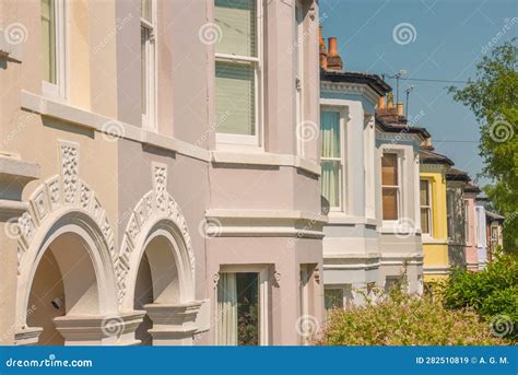 Nice Neighbourhood. Beautiful Houses in Different Colors. Stock Image ...