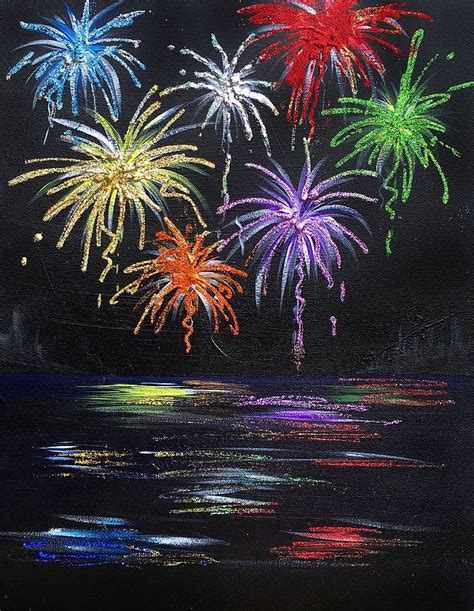 Fireworks | Fireworks art, Firework painting, Canvas painting landscape