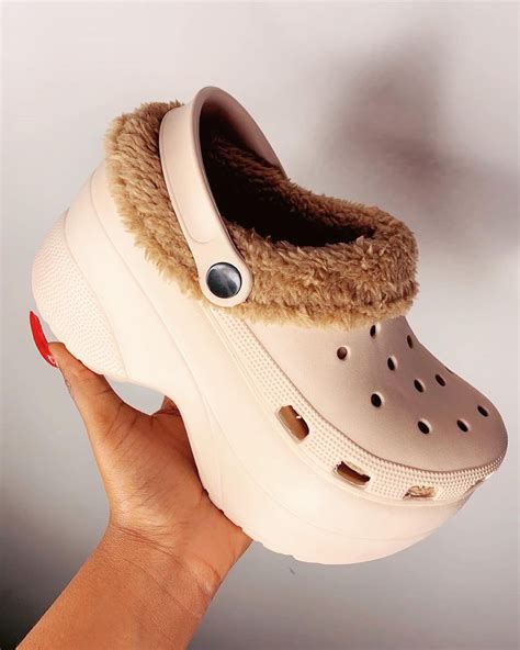 Fuzzy platform croc slides tall crocs for women platform | Etsy