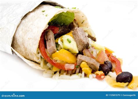 Beef Burrito Rice and Beans Mexican Food Stock Image - Image of beaf ...