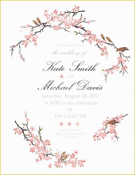 Cherry Blossom Invitation Template Free Of Printable Wedding Invitation Template Cherry Blossom ...