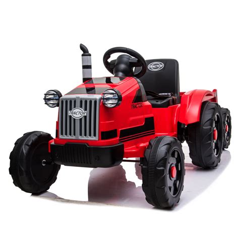 Toy Tractor with Trailer Ride On Tractor Toys with LED Lights 3 Gear Shift Ground Loader for ...