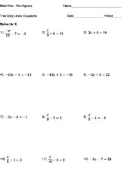 Two Step Linear Equations - MathVine.com