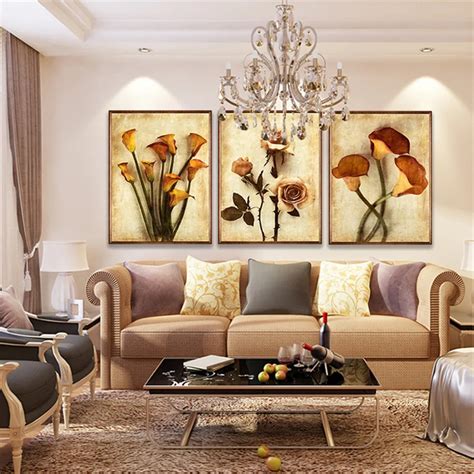 3 Panel Canvas Art Oil Painting Flower Painting Design Home Decor Print Wall Art Modular Picture ...