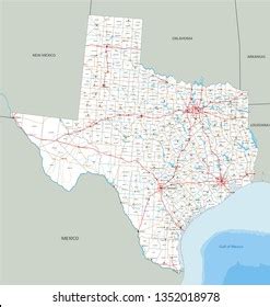 High Detailed Texas Road Map Labeling Stock Vector (Royalty Free ...